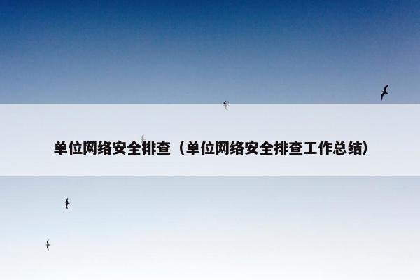 单位网络安全排查（单位网络安全排查工作总结）