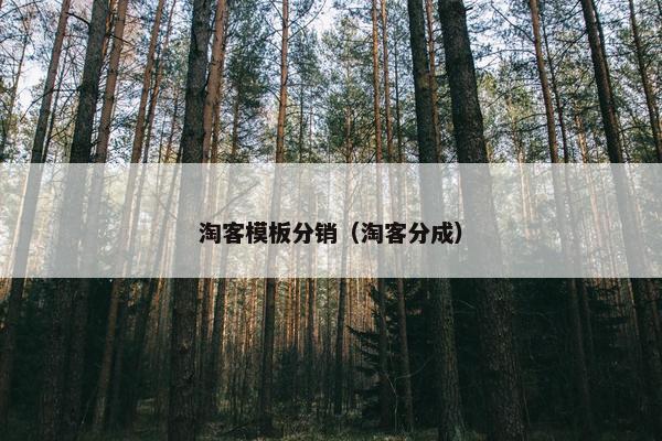 淘客模板分销（淘客分成）