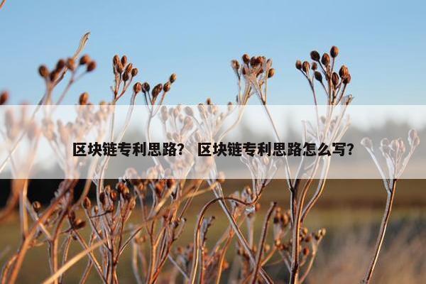 区块链专利思路？ 区块链专利思路怎么写？