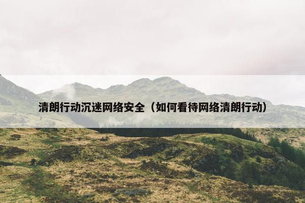 清朗行动沉迷网络安全（如何看待网络清朗行动）