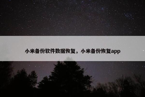 小米备份软件数据恢复，小米备份恢复app