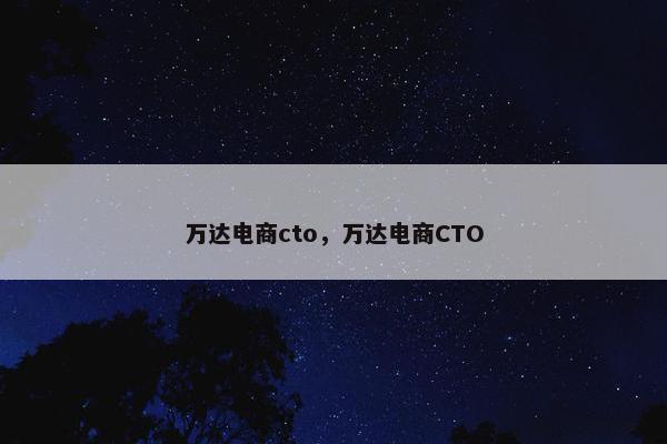 万达电商cto，万达电商CTO