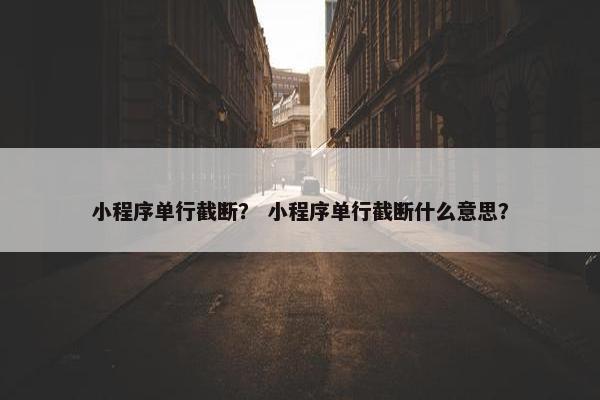 小程序单行截断？ 小程序单行截断什么意思？