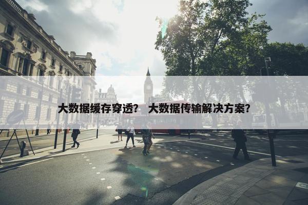 大数据缓存穿透？ 大数据传输解决方案？