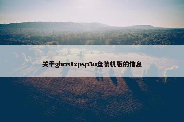 关于ghostxpsp3u盘装机版的信息