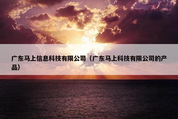 广东马上信息科技有限公司（广东马上科技有限公司的产品）