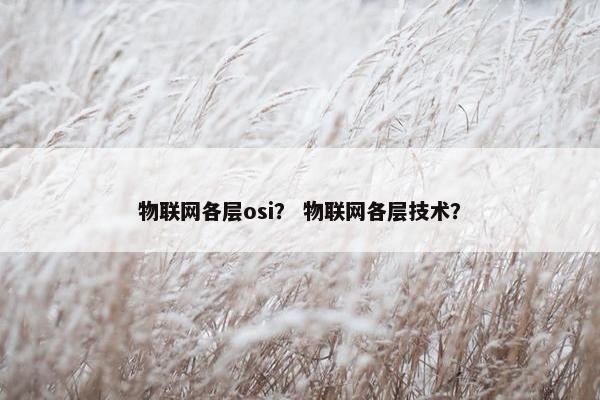 物联网各层osi？ 物联网各层技术？