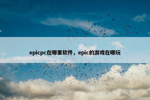 epicpc在哪里软件，epic的游戏在哪玩