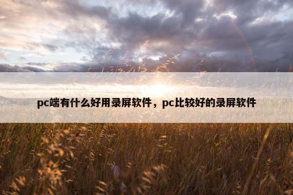 pc端有什么好用录屏软件，pc比较好的录屏软件