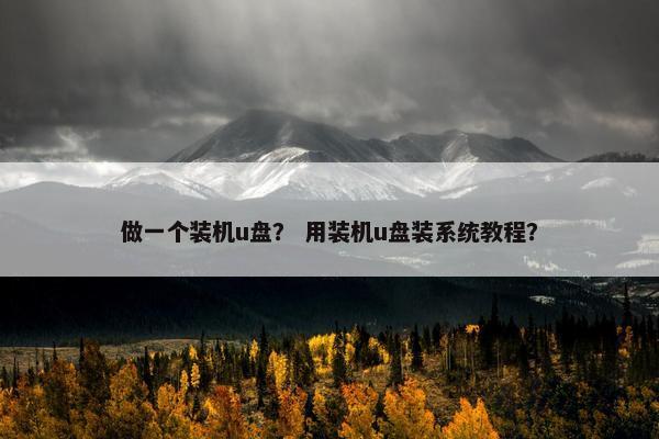 做一个装机u盘？ 用装机u盘装系统教程？