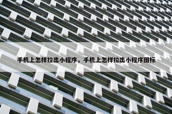 手机上怎样拉出小程序，手机上怎样拉出小程序图标