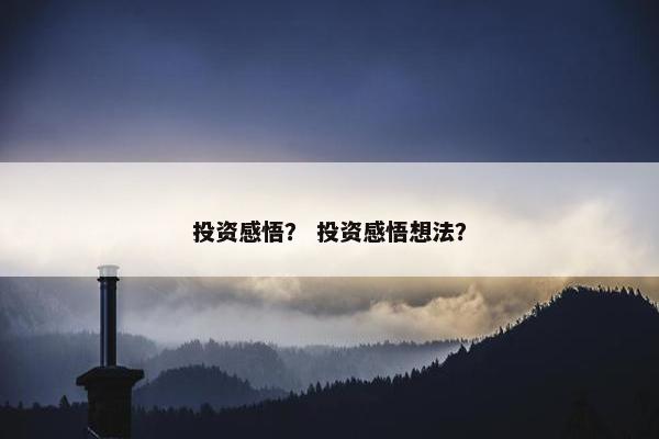 投资感悟？ 投资感悟想法？