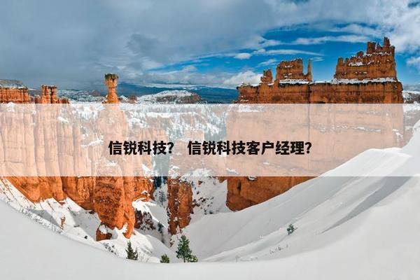 信锐科技？ 信锐科技客户经理？