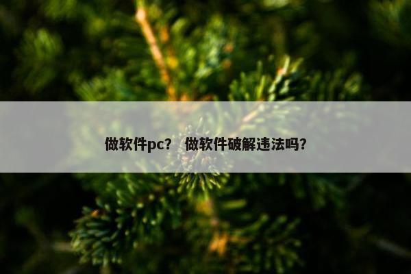 做软件pc？ 做软件破解违法吗？