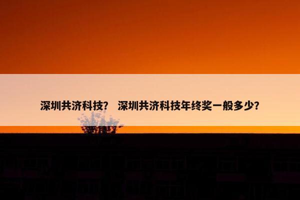 深圳共济科技？ 深圳共济科技年终奖一般多少？