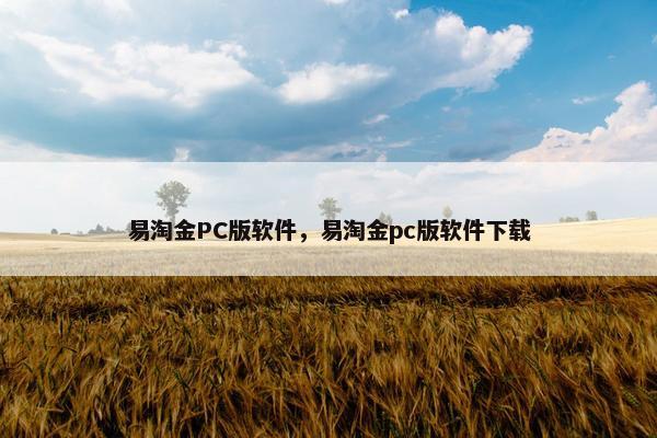 易淘金PC版软件，易淘金pc版软件下载