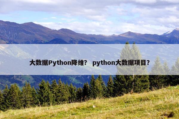 大数据Python降维？ python大数据项目？
