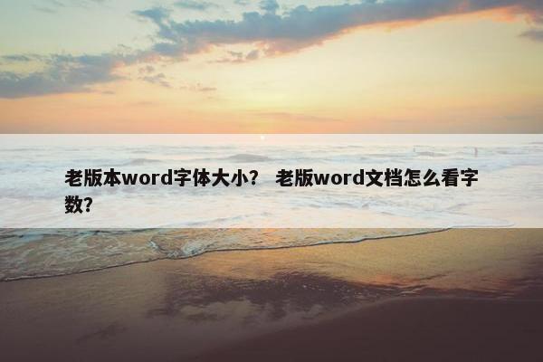 老版本word字体大小？ 老版word文档怎么看字数？