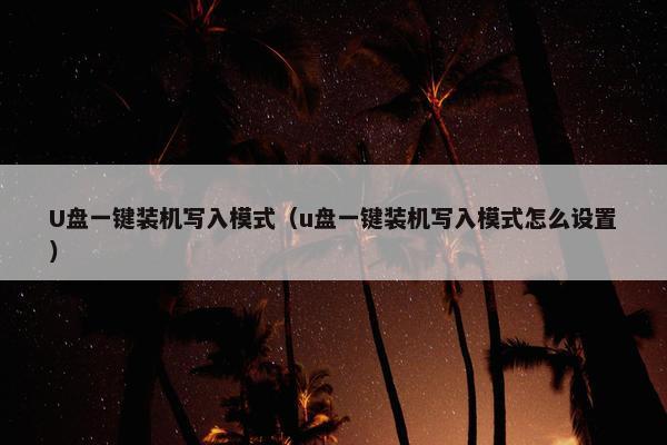 U盘一键装机写入模式(u盘一键装机写入模式怎么设置)