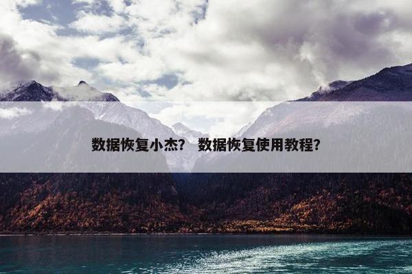 数据恢复小杰? 数据恢复使用教程?