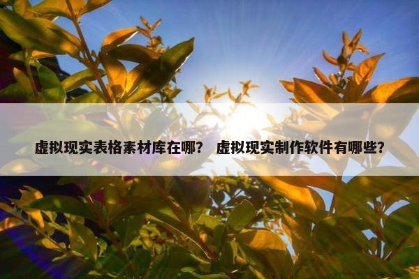 虚拟现实表格素材库在哪? 虚拟现实制作软件有哪些?
