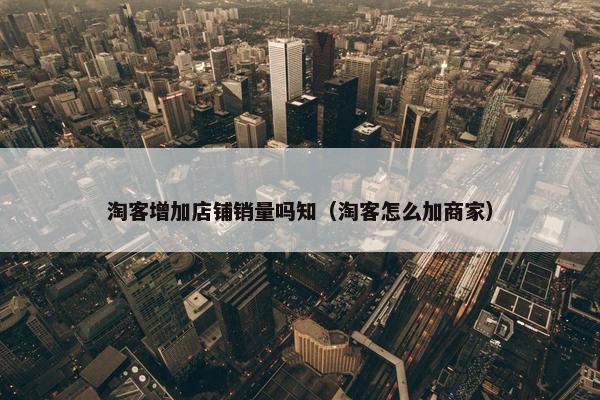 淘客增加店铺销量吗知(淘客怎么加商家)