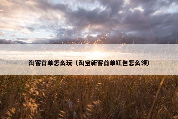 淘客首单怎么玩(淘宝新客首单红包怎么领)