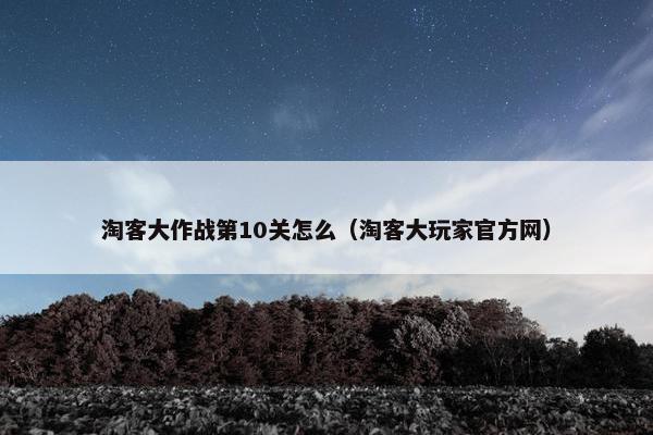 淘客大作战第10关怎么(淘客大玩家官方网) 淘客大作战第10关怎么(淘客大玩家官方网)