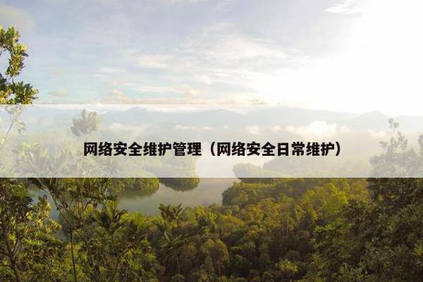 网络安全维护管理(网络安全日常维护)