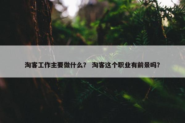 淘客工作主要做什么? 淘客这个职业有前景吗?