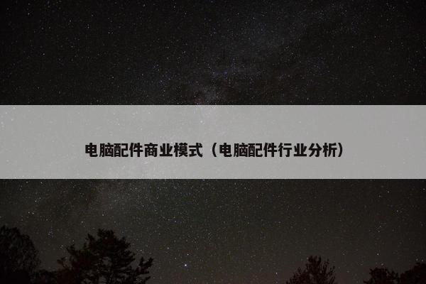电脑配件商业模式(电脑配件行业分析) 电脑配件商业模式(电脑配件行业分析)