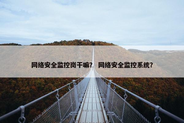 网络安全监控岗干嘛? 网络安全监控系统?