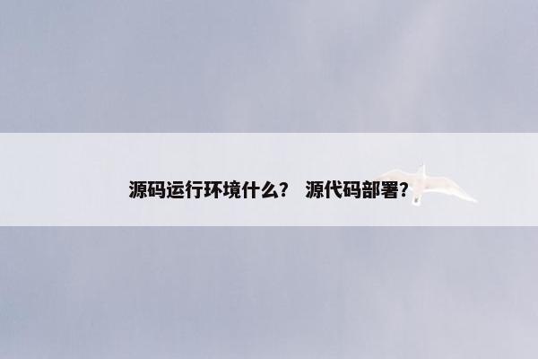 源码运行环境什么? 源代码部署?