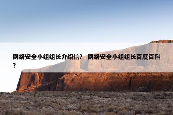 网络安全小组组长介绍信？ 网络安全小组组长百度百科？