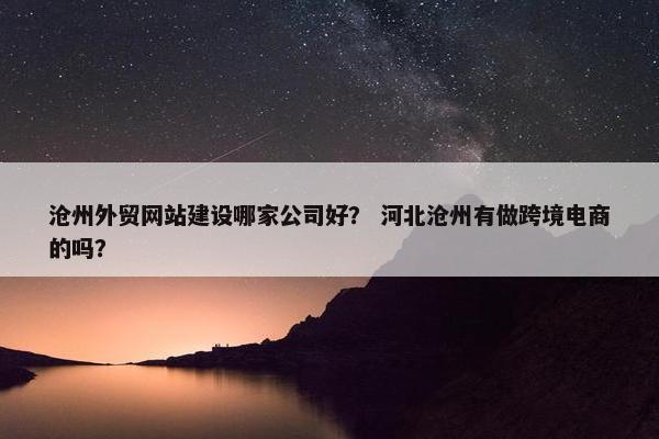 沧州外贸网站建设哪家公司好? 河北沧州有做跨境电商的吗?