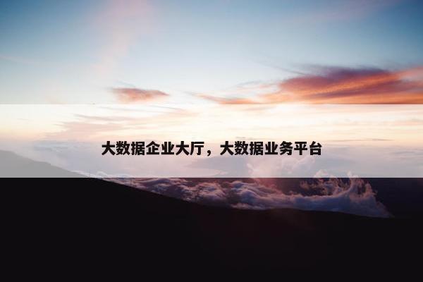 大数据企业大厅，大数据业务平台