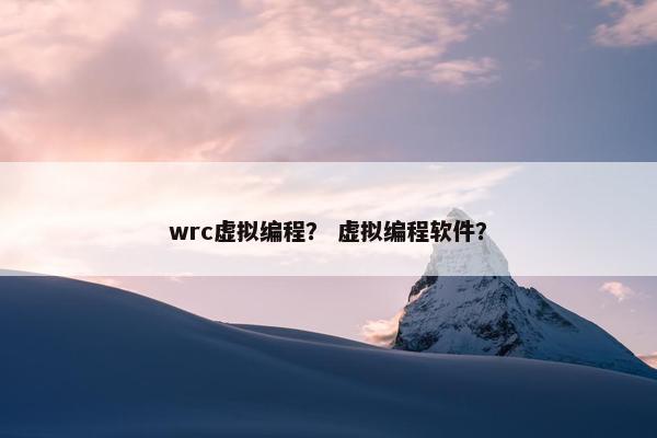 wrc虚拟编程? 虚拟编程软件? wrc虚拟编程? 虚拟编程软件?