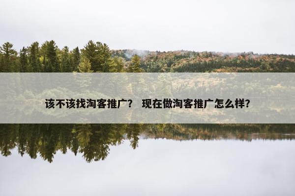 该不该找淘客推广？ 现在做淘客推广怎么样？
