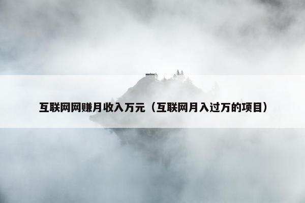 互联网网赚月收入万元（互联网月入过万的项目）