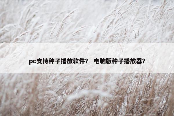 pc支持种子播放软件？ 电脑版种子播放器？