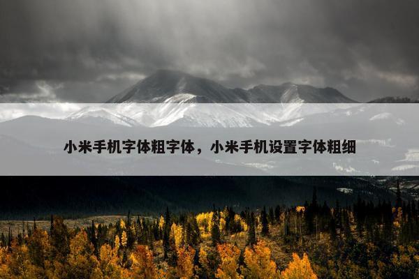 小米手机字体粗字体,小米手机设置字体粗细