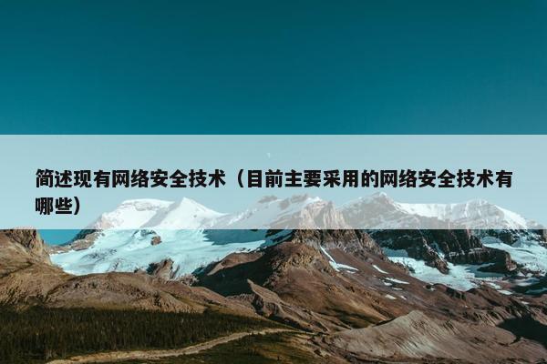 简述现有网络安全技术(目前主要采用的网络安全技术有哪些)