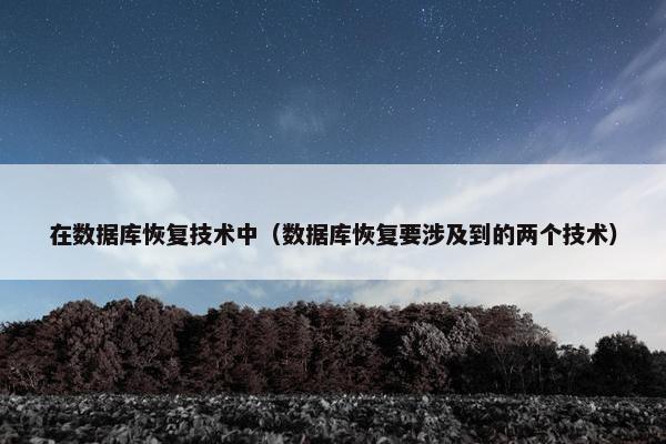 在数据库恢复技术中（数据库恢复要涉及到的两个技术）