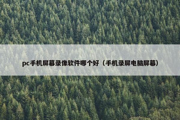 pc手机屏幕录像软件哪个好（手机录屏电脑屏幕）
