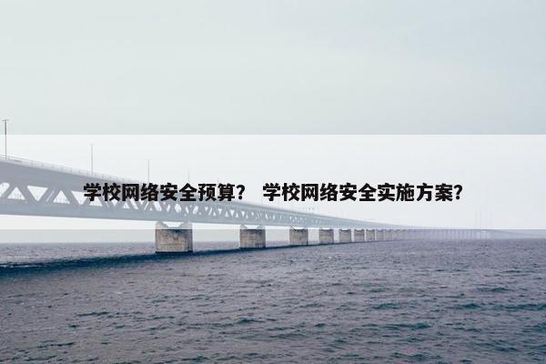 学校网络安全预算? 学校网络安全实施方案?