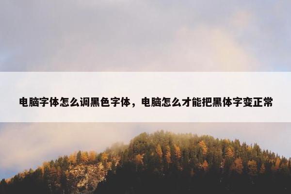 电脑字体怎么调黑色字体,电脑怎么才能把黑体字变正常 电脑字体怎么调黑色字体,电脑怎么才能把黑体字变正常