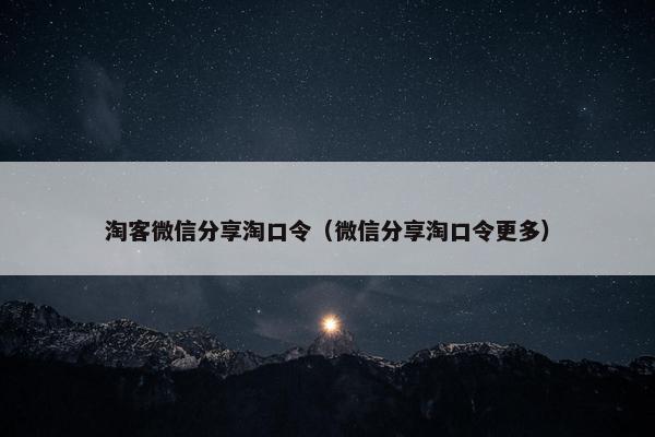 淘客微信分享淘口令(微信分享淘口令更多) 淘客微信分享淘口令(微信分享淘口令更多)