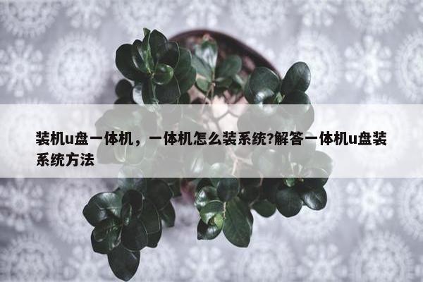 装机u盘一体机，一体机怎么装系统?解答一体机u盘装系统方法
