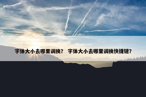 字体大小去哪里调换？ 字体大小去哪里调换快捷键？