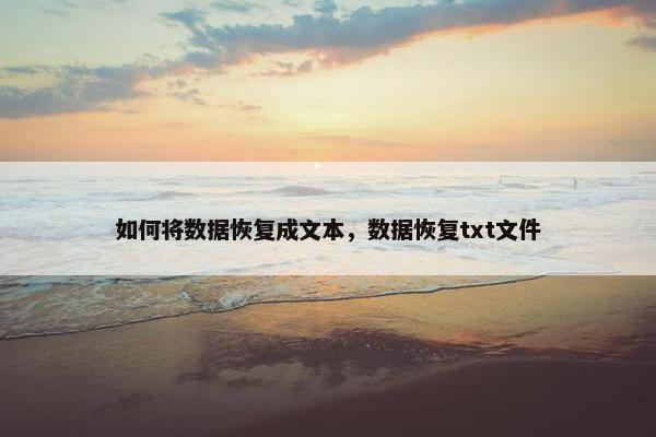 如何将数据恢复成文本，数据恢复txt文件